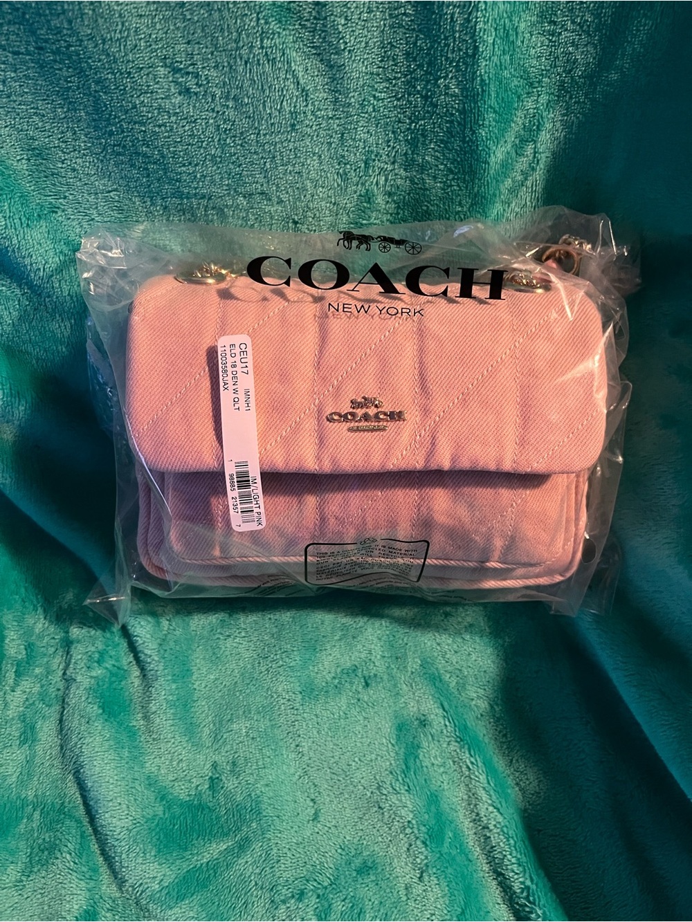 Coach Pink Denim Elodie 18 NWT 💗